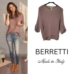 Berretti Open Knit Sweater Blush/Mauve  Metallic Specks OS
